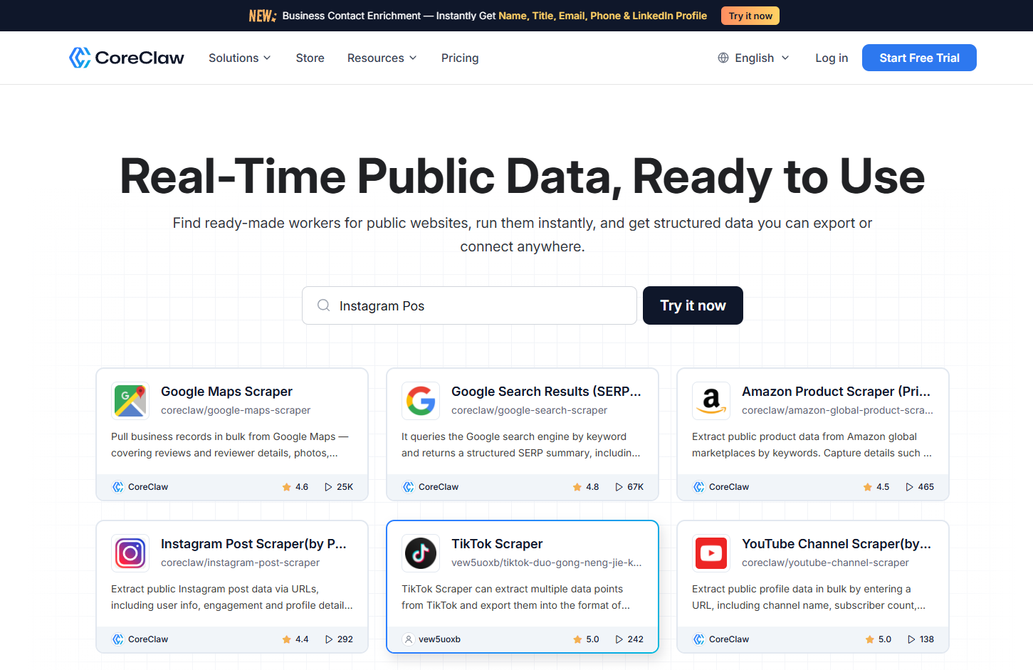 CoreClaw ready-made public data workers
