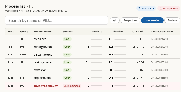 Process analysis example from the VolPilot README
