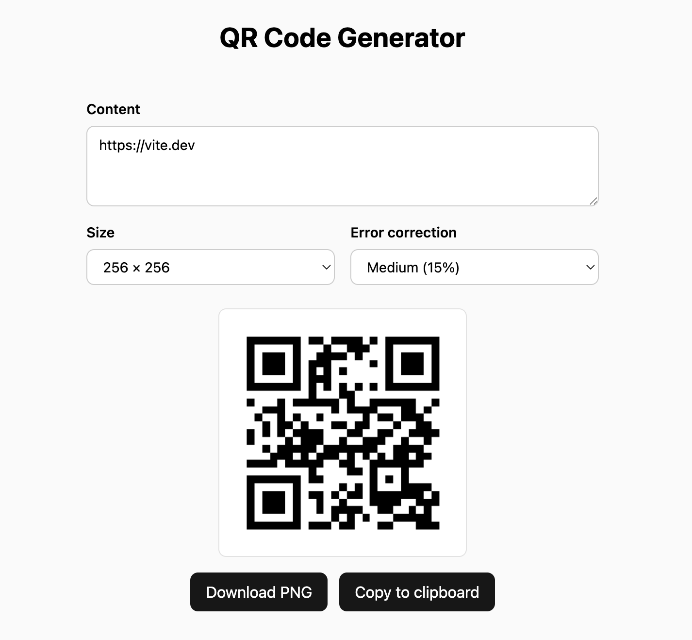 QR App screenshot