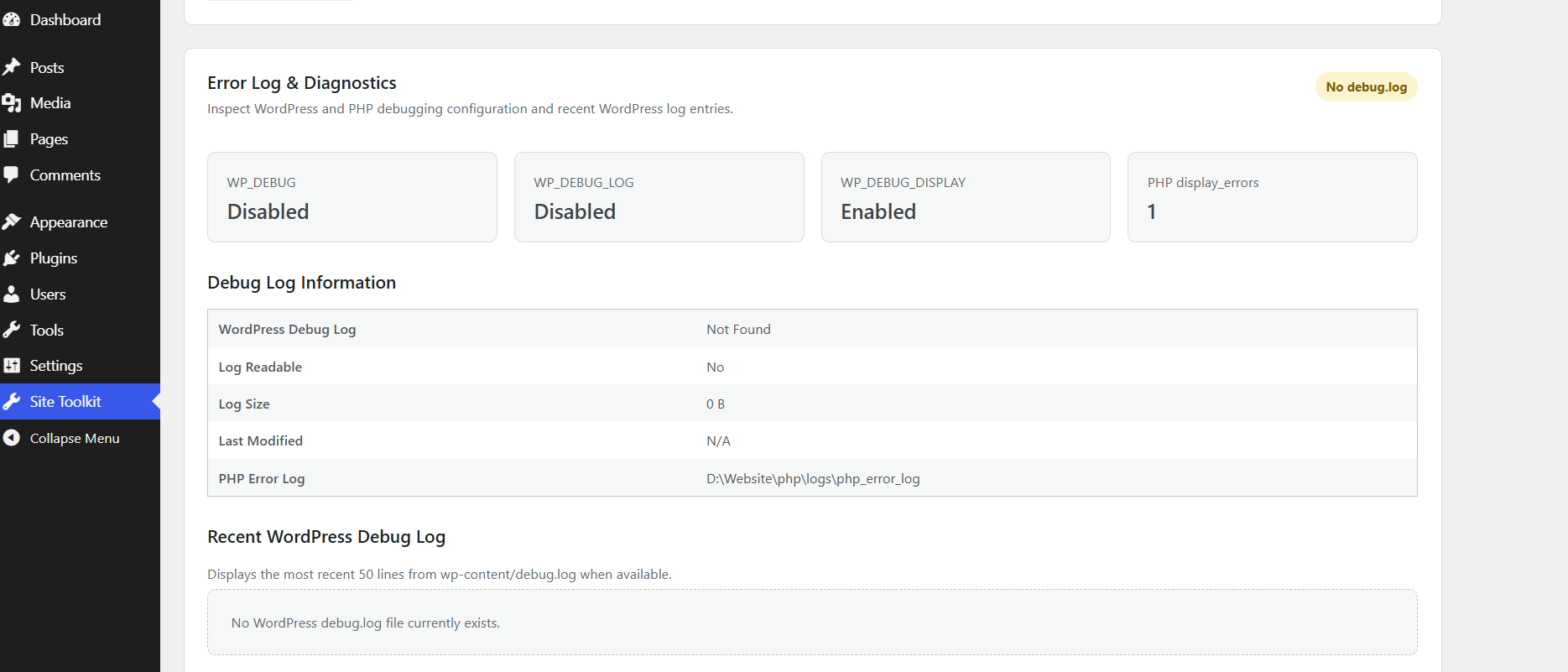 Diagnostics Dashboard
