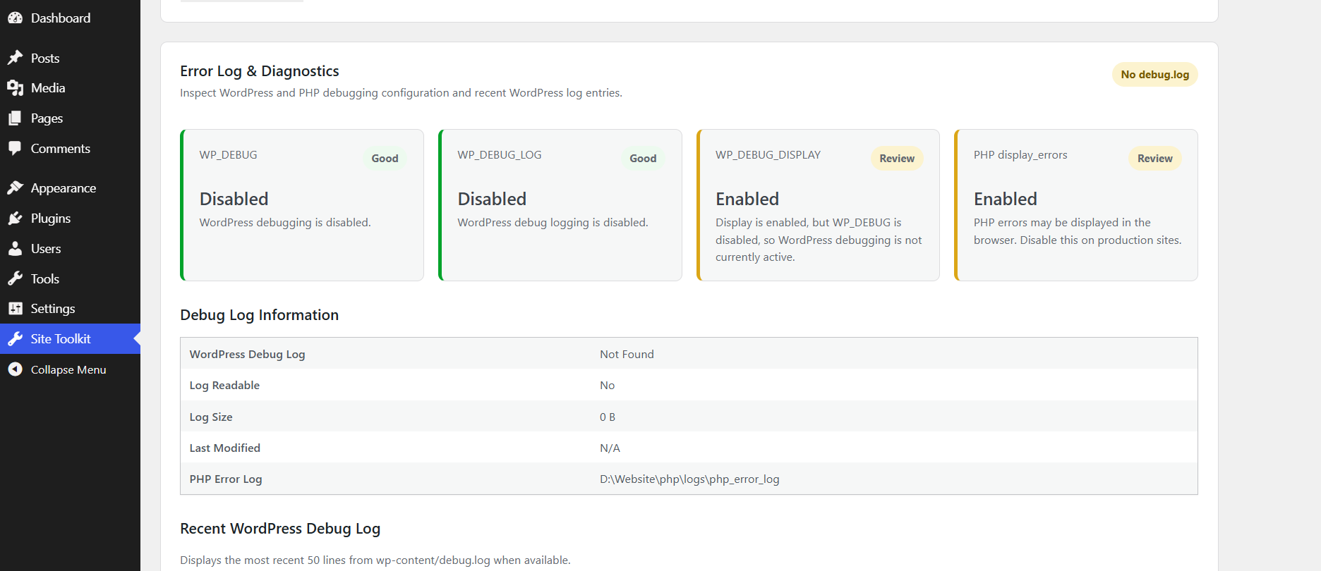 Site Health Dashboard