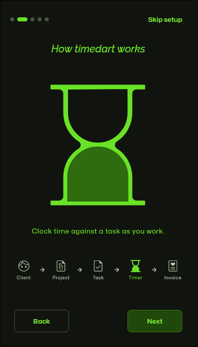 The onboarding flow on a phone