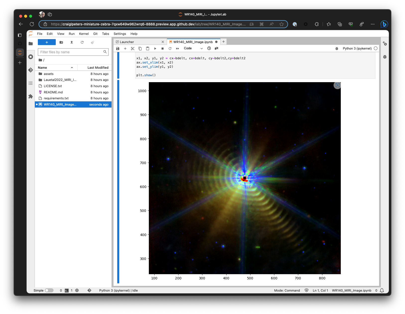 View the image of WR140 from the JWST MIRI instrument