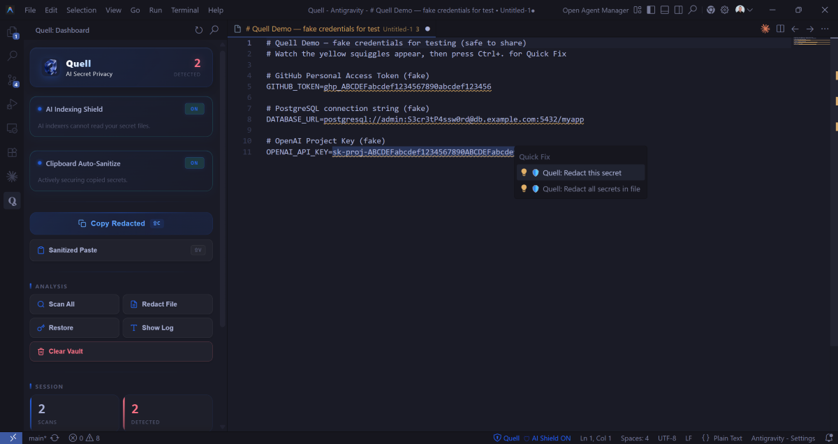 Inline diagnostics and Quick Fix