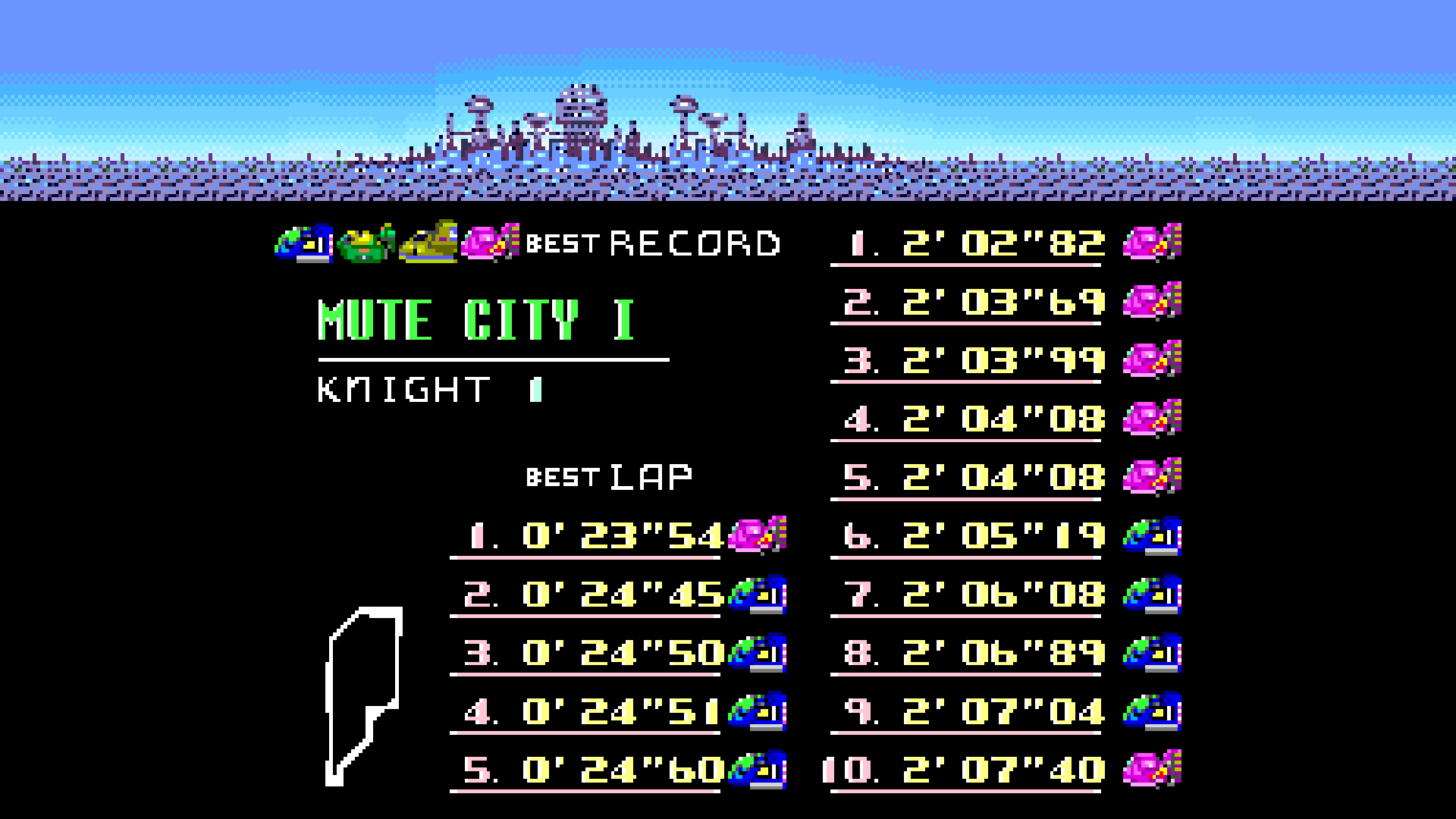 Combined records on Mute City I in 16:9, with the extended track header