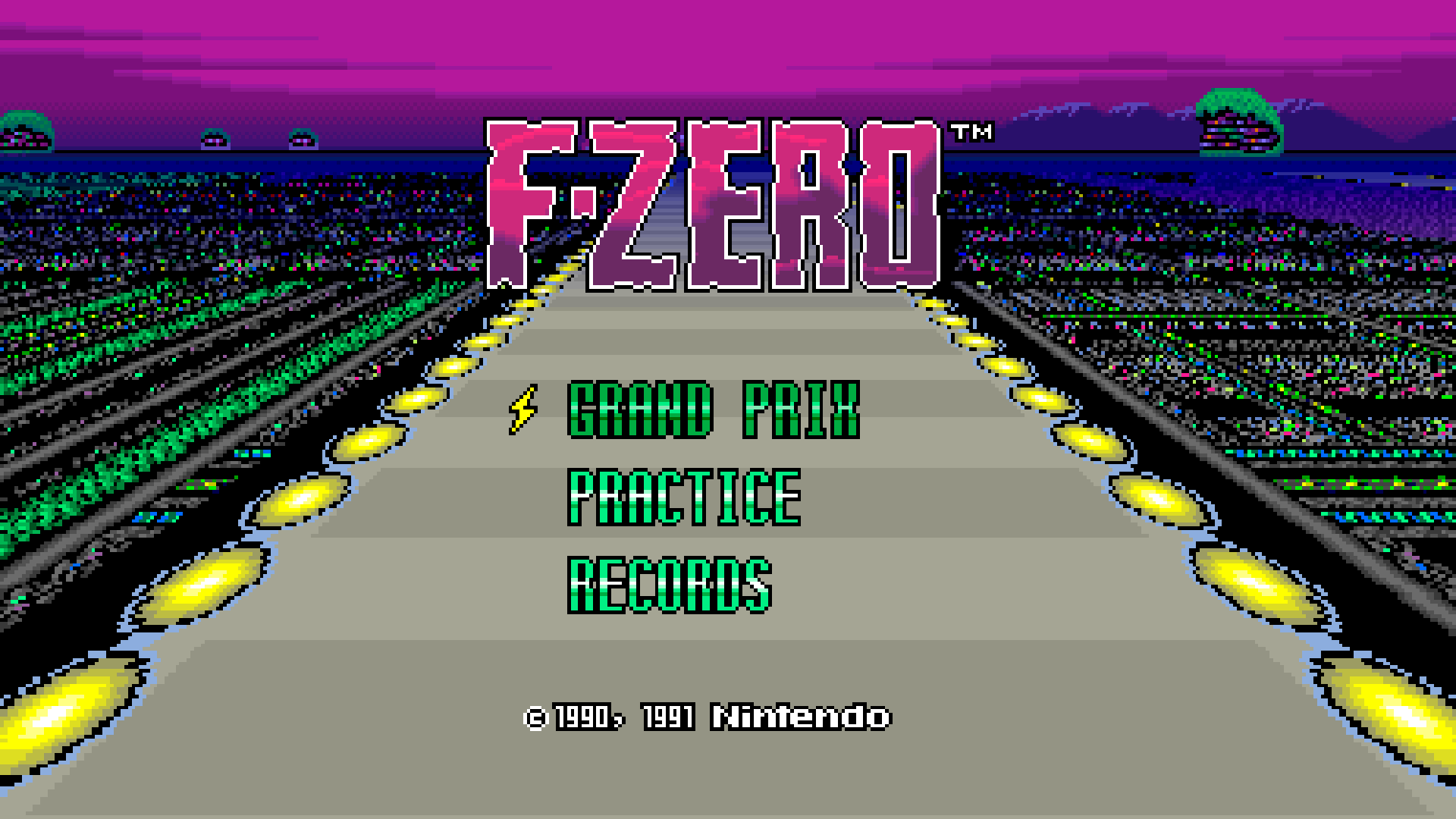 F-Zero title screen in widescreen