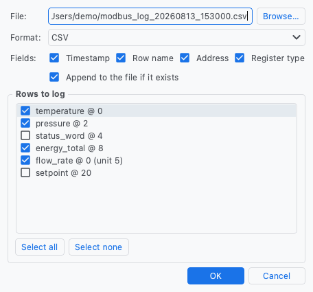 Logging settings