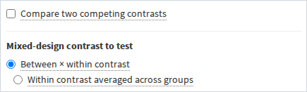 Controls for competing contrasts and the mixed-design contrast to test