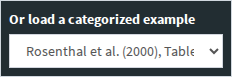 Selector for categorized example data sets