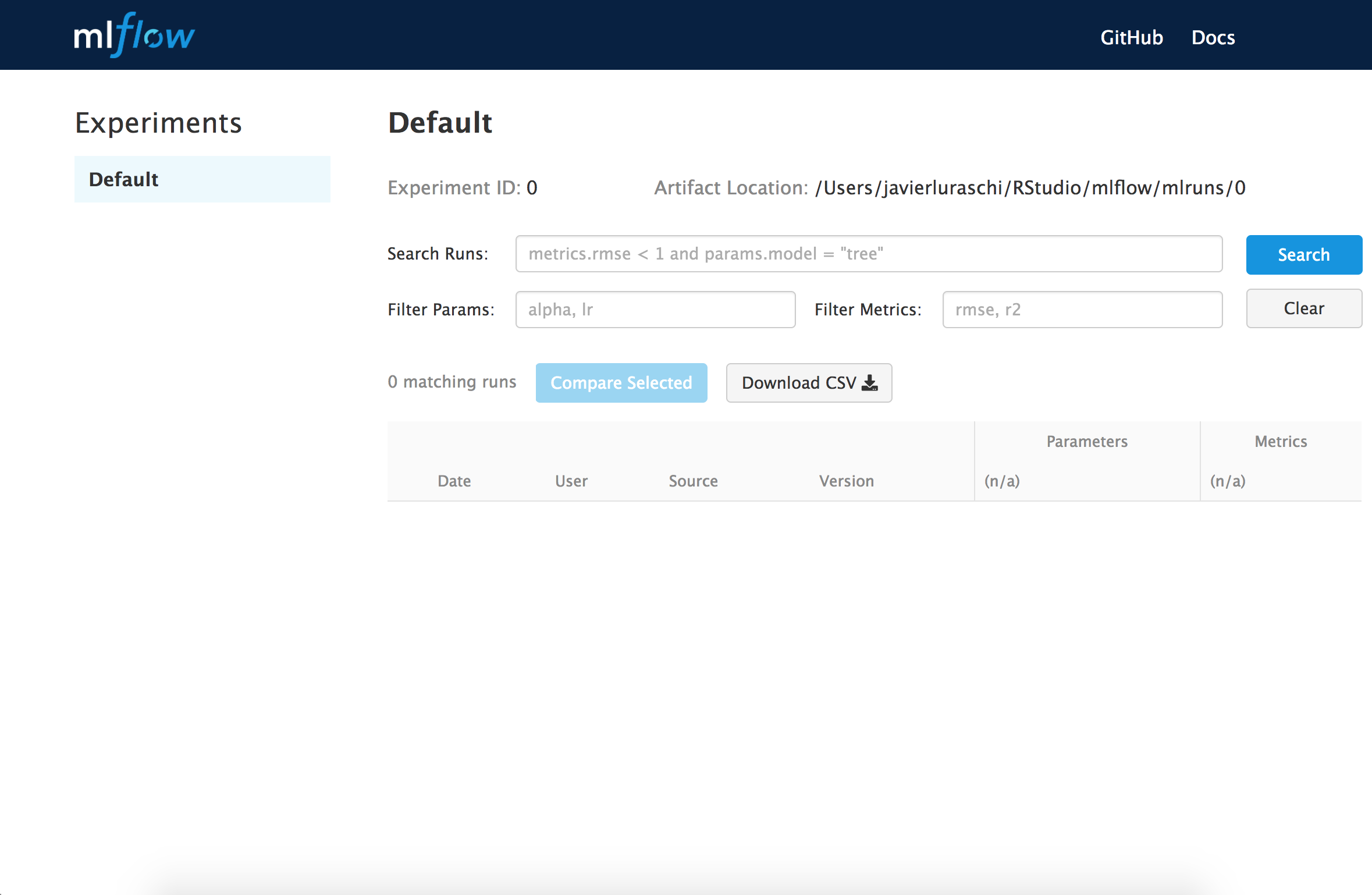 mlflow set experiment