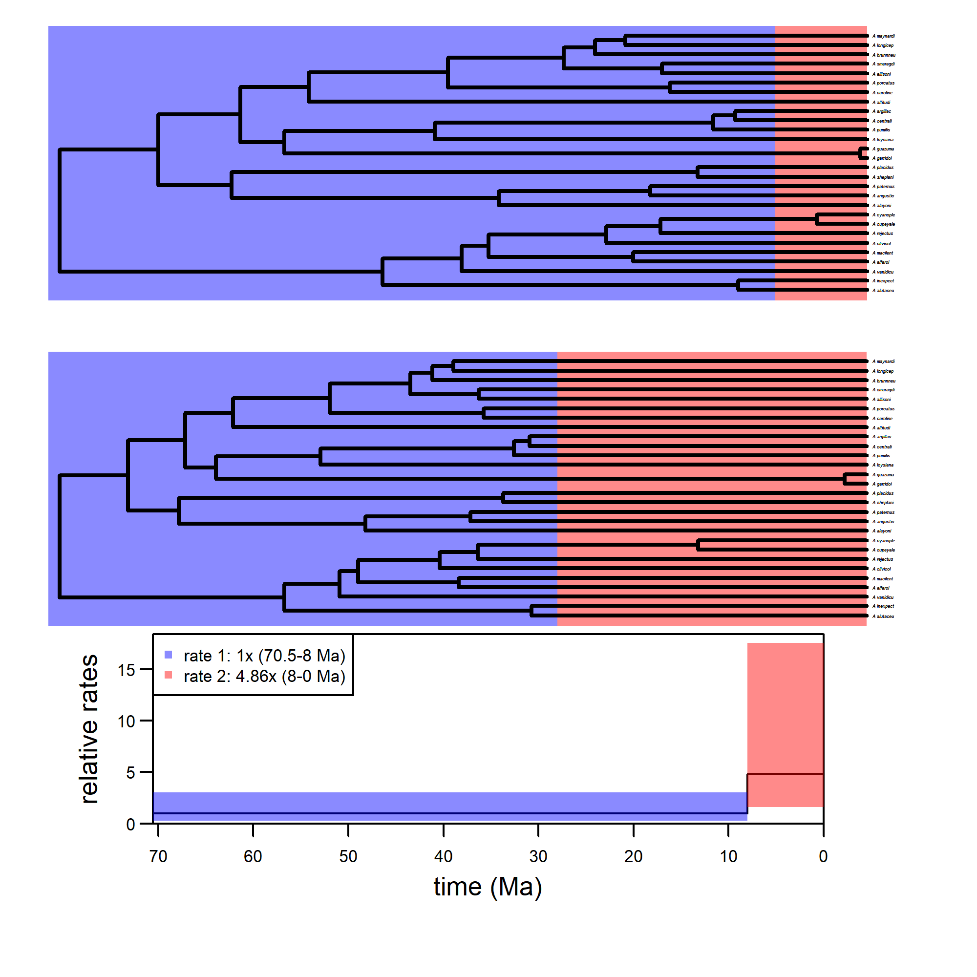 Figure 11. TimeSlice plot with Maximum likelihood estimation of split time