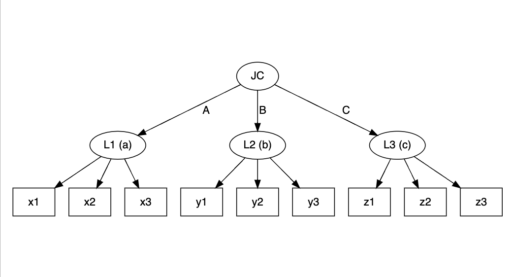 Joint latent class analysis model structure