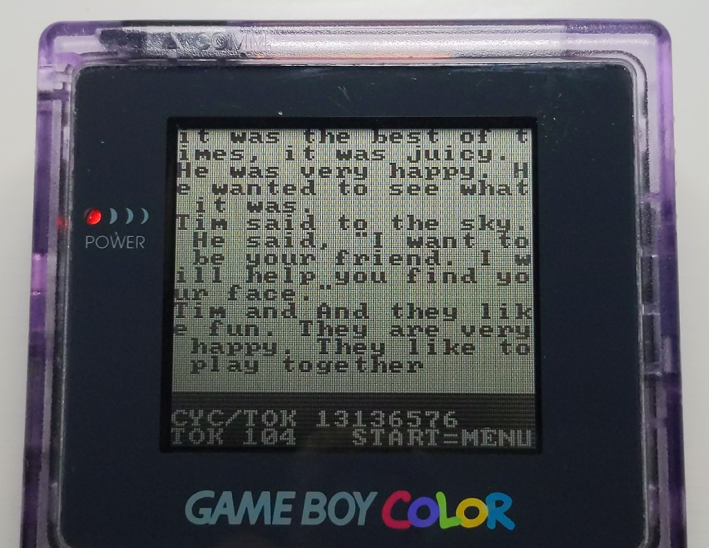 ChatGBC running on a real Game Boy Color