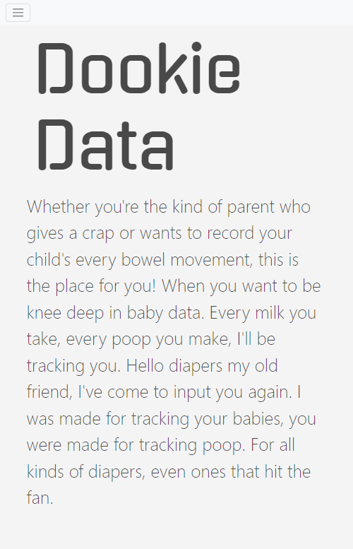Screenshot of a mobile view of the Baby Tracker Application