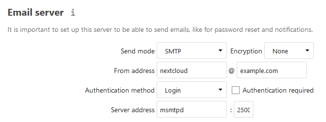 Email server config