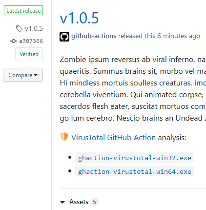 VirusTotal GitHub Action update release body