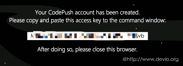 Get codepush access key