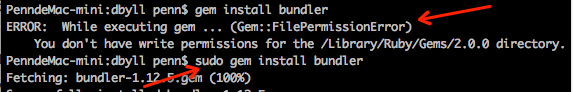 install bundler Gem--FilePermissionError