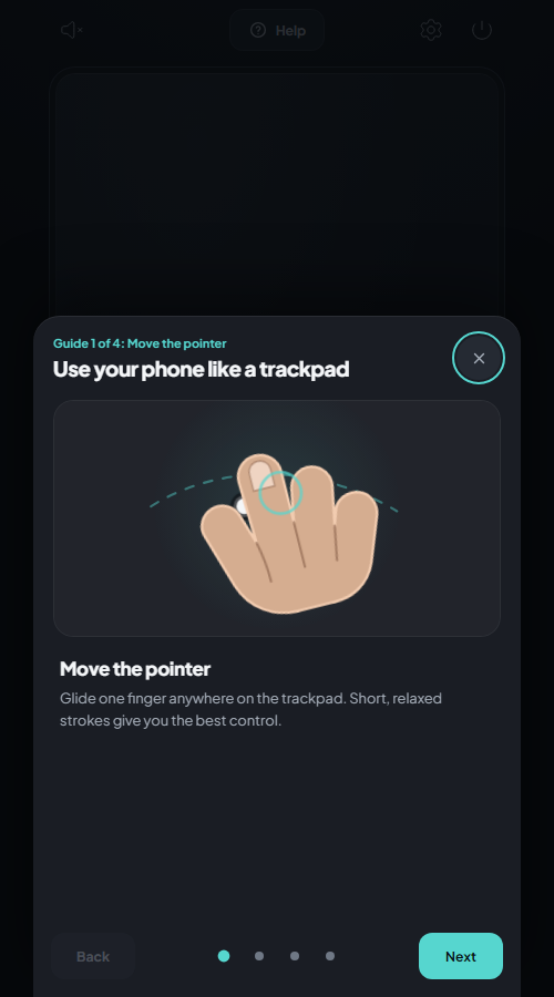 LocalTV Remote Help card illustrating one-finger pointer movement