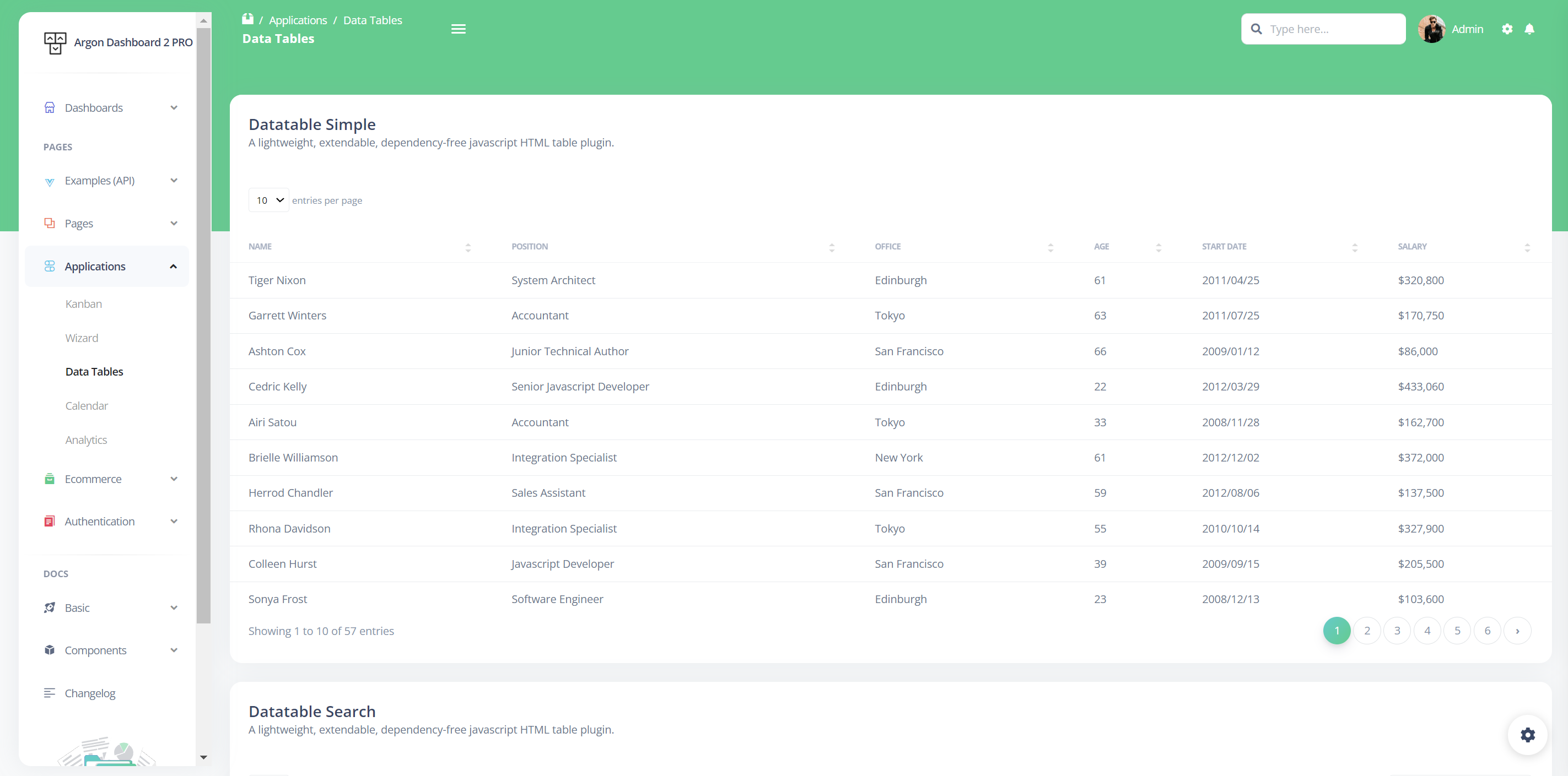 Tables Page