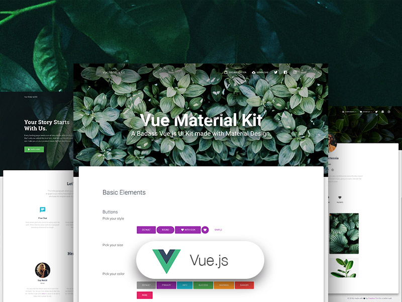 Vue Material Kit - Free Vue.js UI Kit