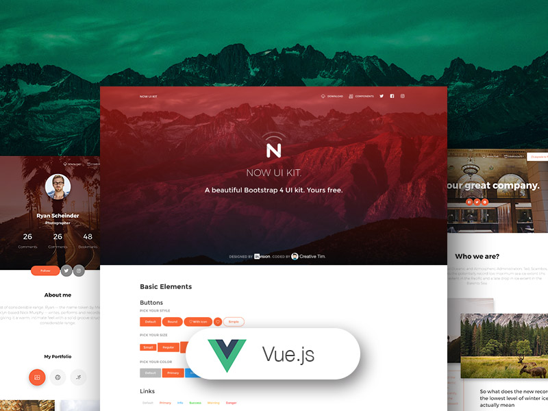 Vue Now UI Kit - Free Vue.js UI Kit