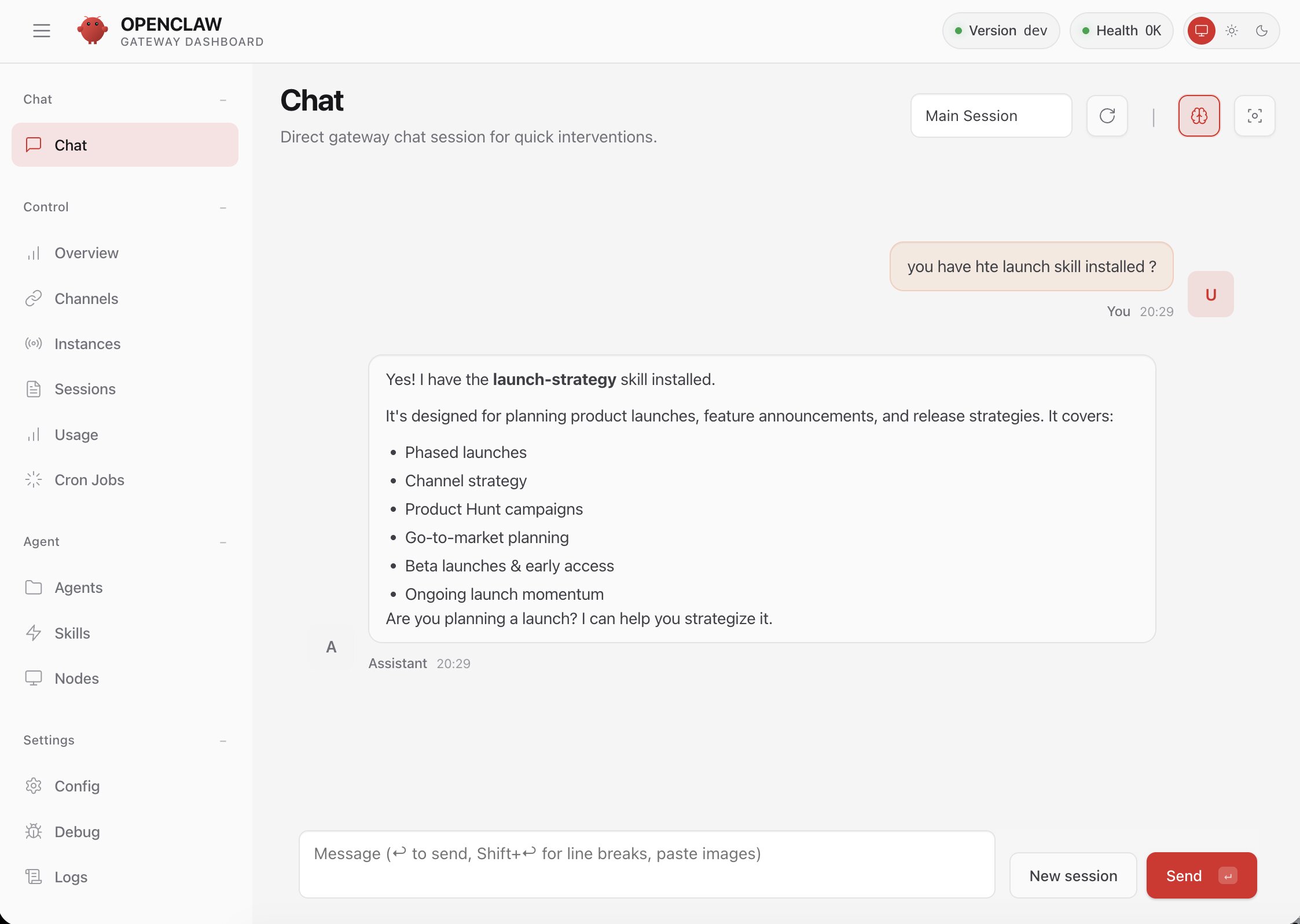 Agent Control Dashboard