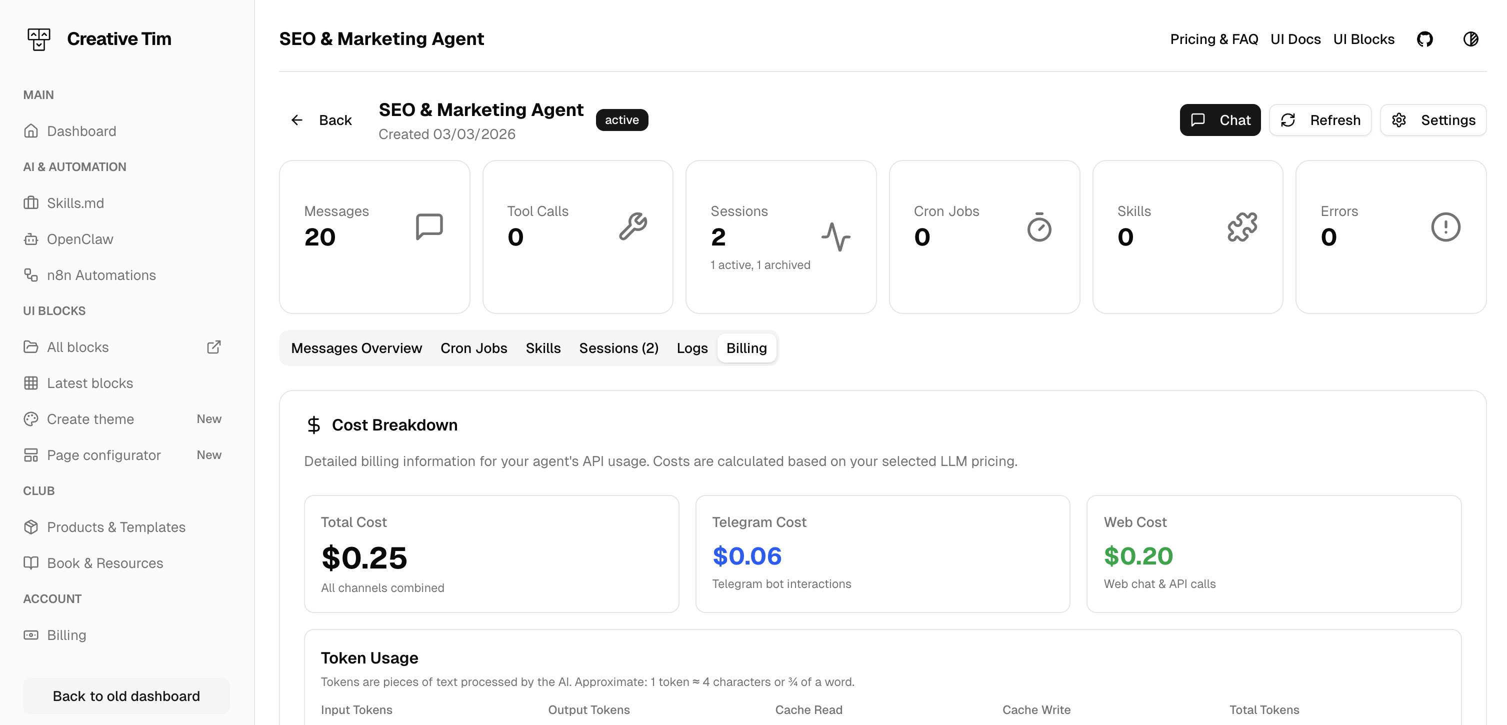 Agent Usage & Cost Analytics