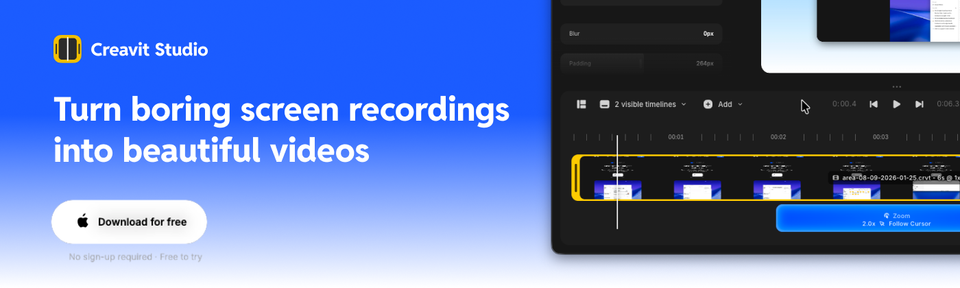 Creavit Studio: recording, editing, and motion in one app