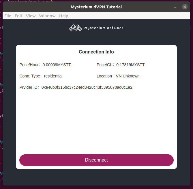 Mysterium Network dVPN tutorial application