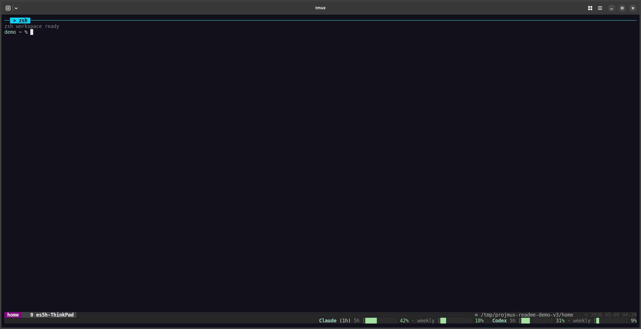 projmux shell project sidebar demo