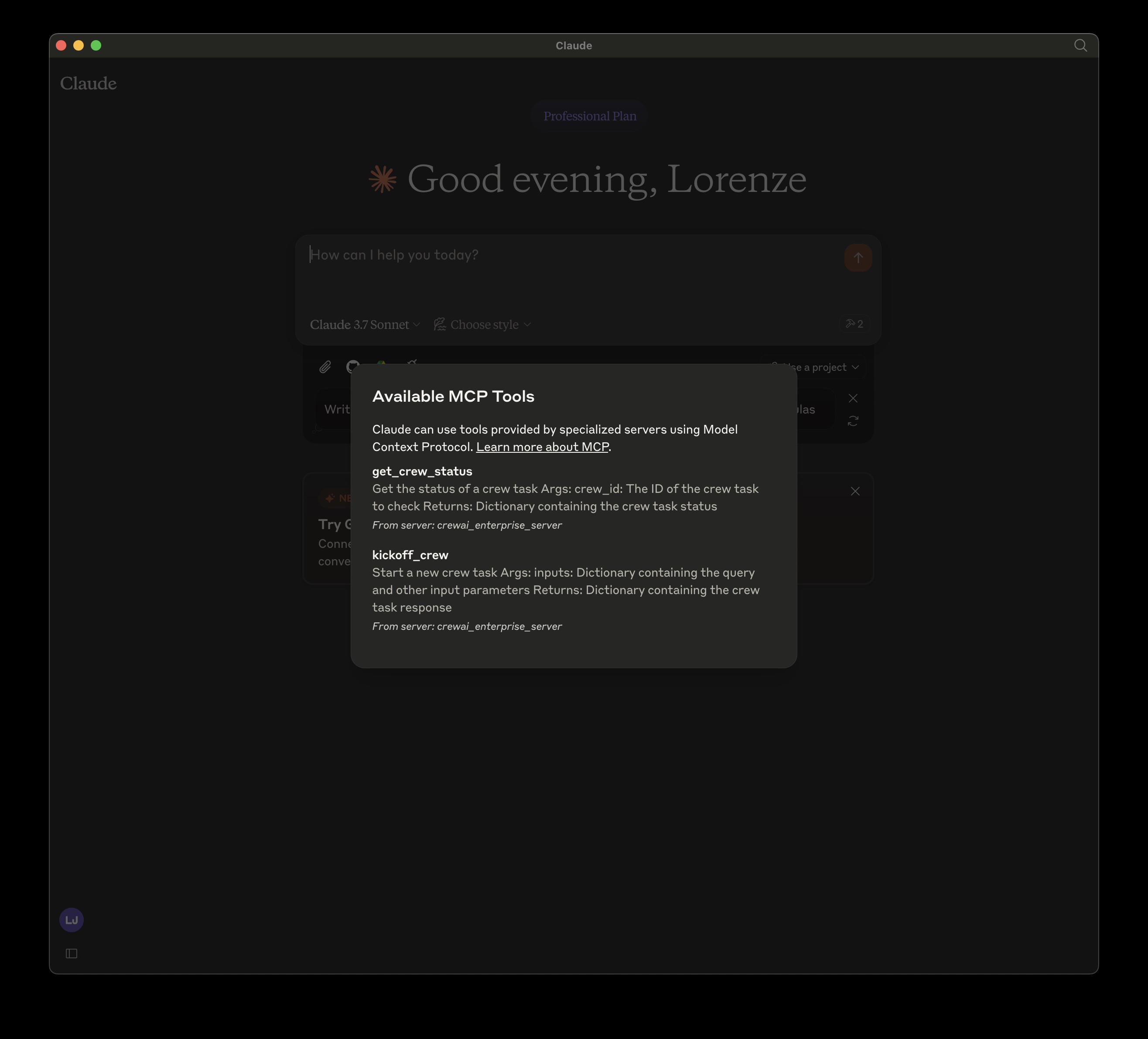 Claude Desktop with CrewAI Enterprise MCP Server