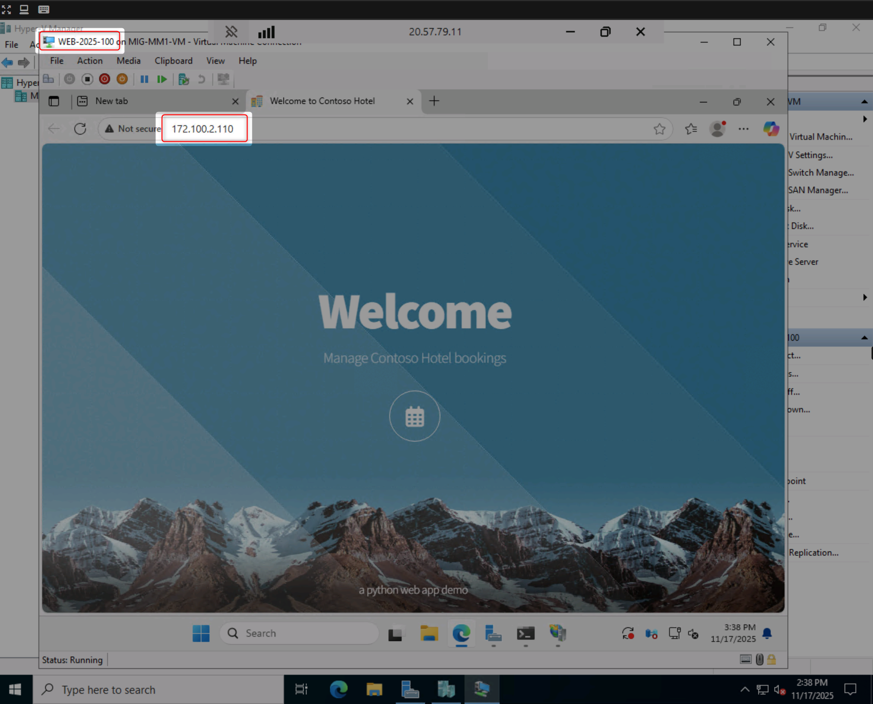 Application running in nested VM
