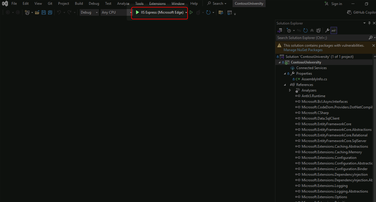 Application running in IIS Express