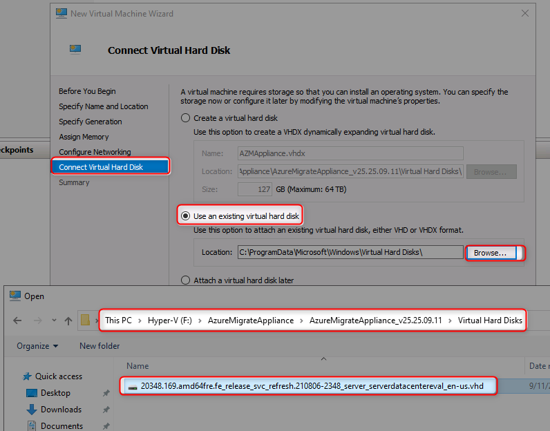 Select VHD file