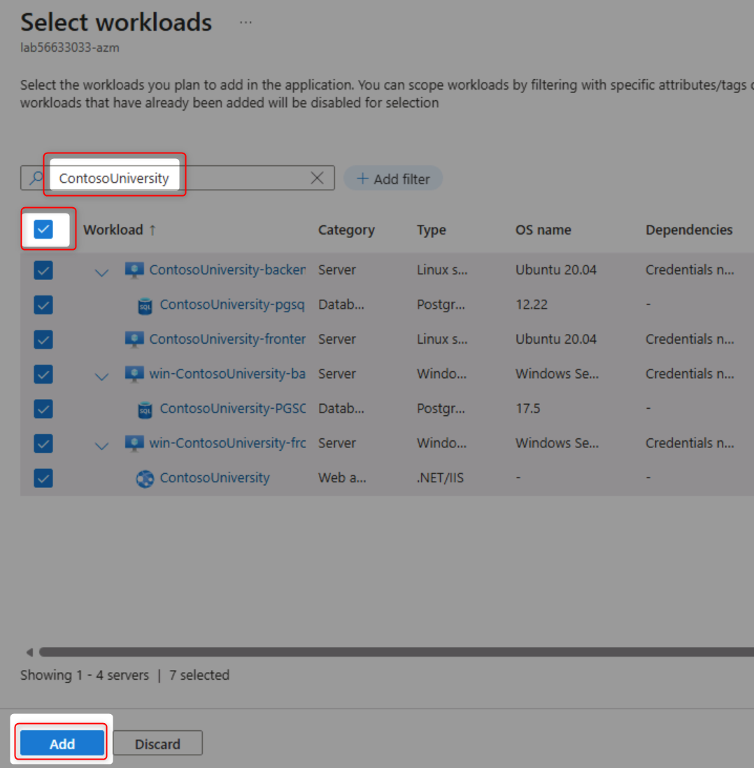 Link workloads to application