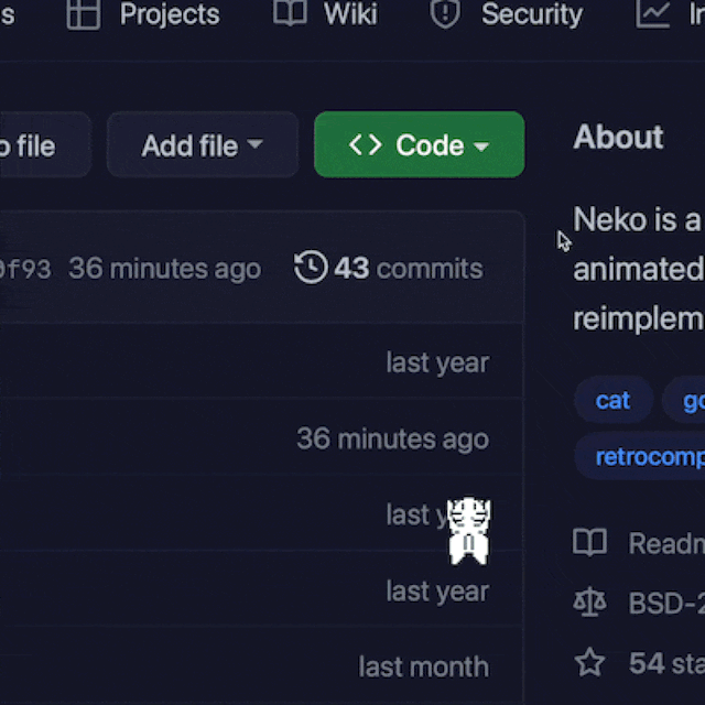 Neko perseguindo o cursor