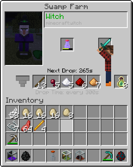 Example of mob farm menu