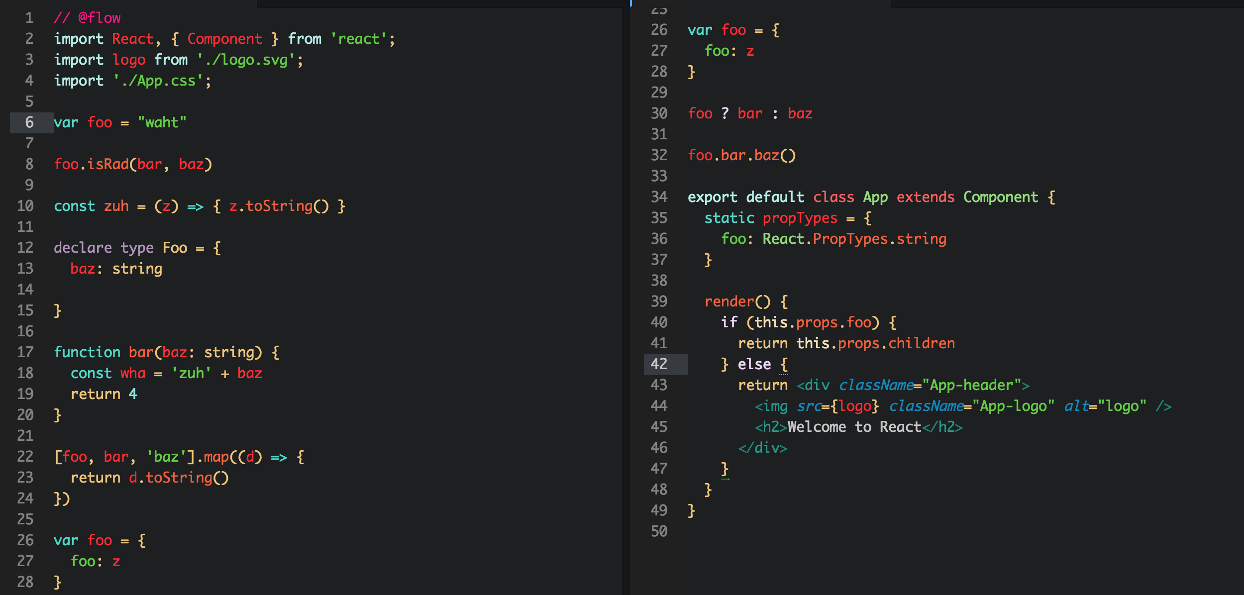 A screenshot of color town syntax theme