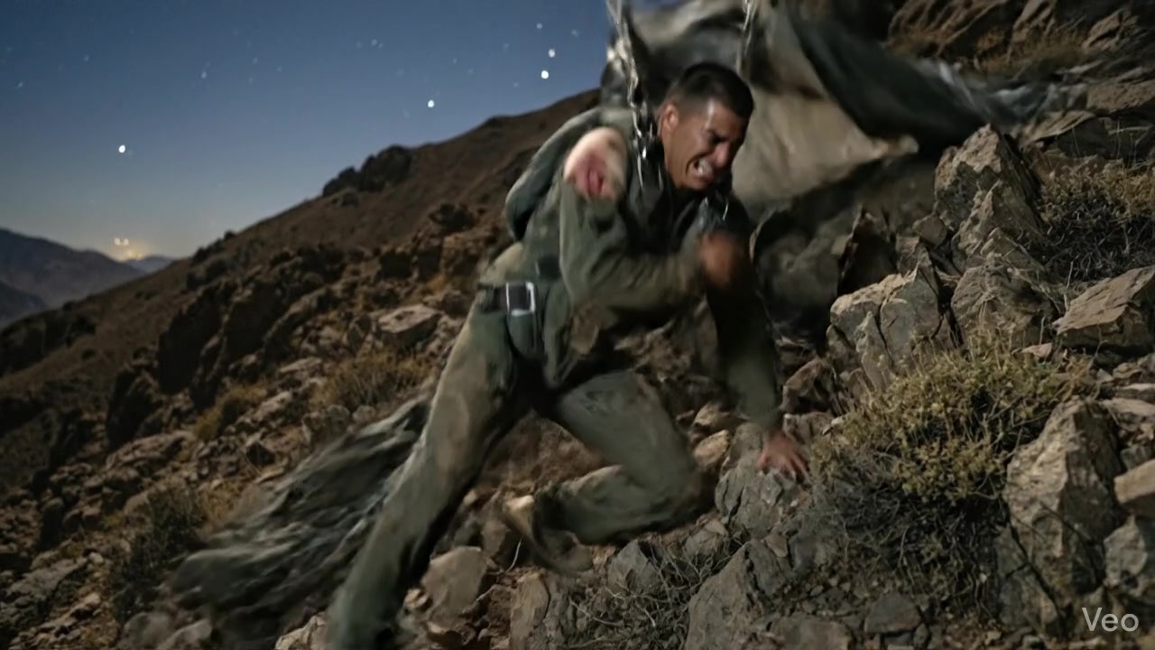 Scene 20: Pilot surviving in mountains