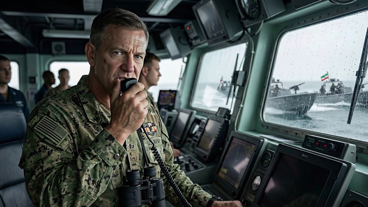 US Navy commander on bridge