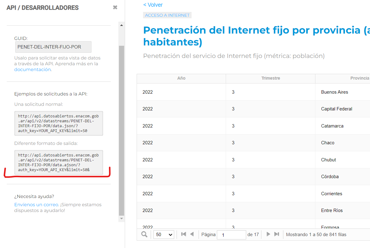 API de datastream