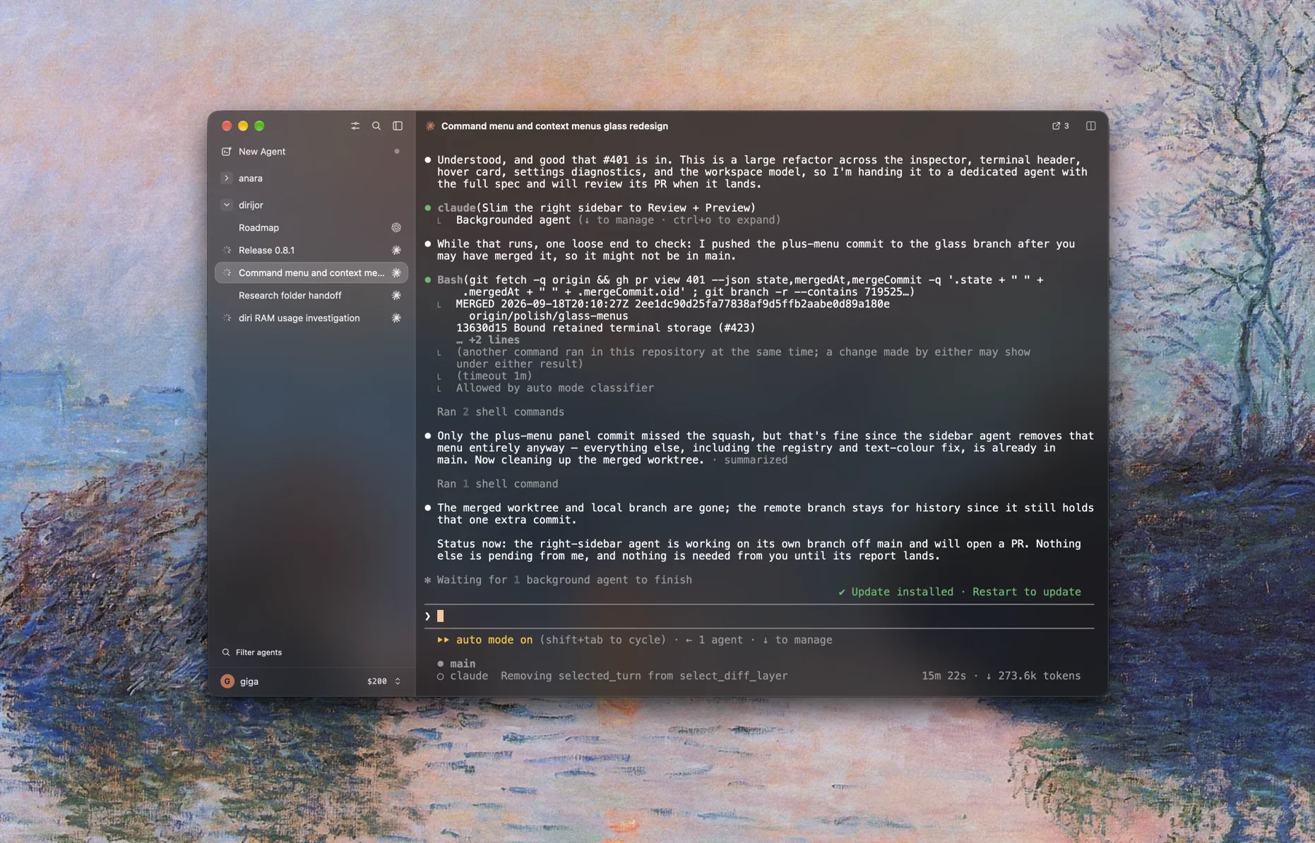 diri running several coding agents side by side