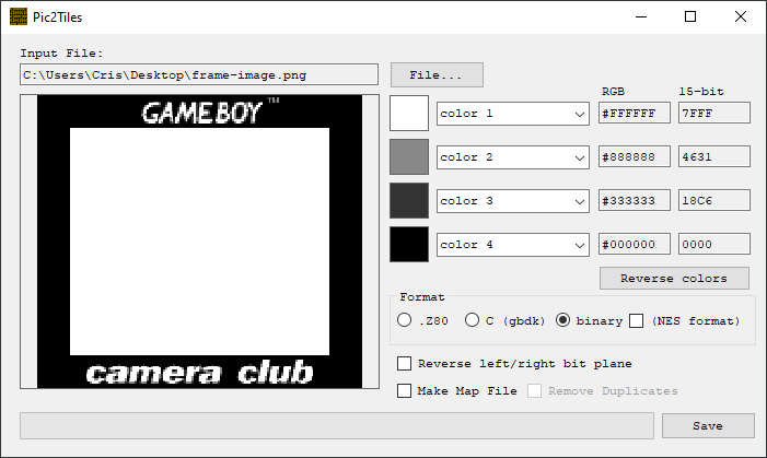 Pic2Tiles application window