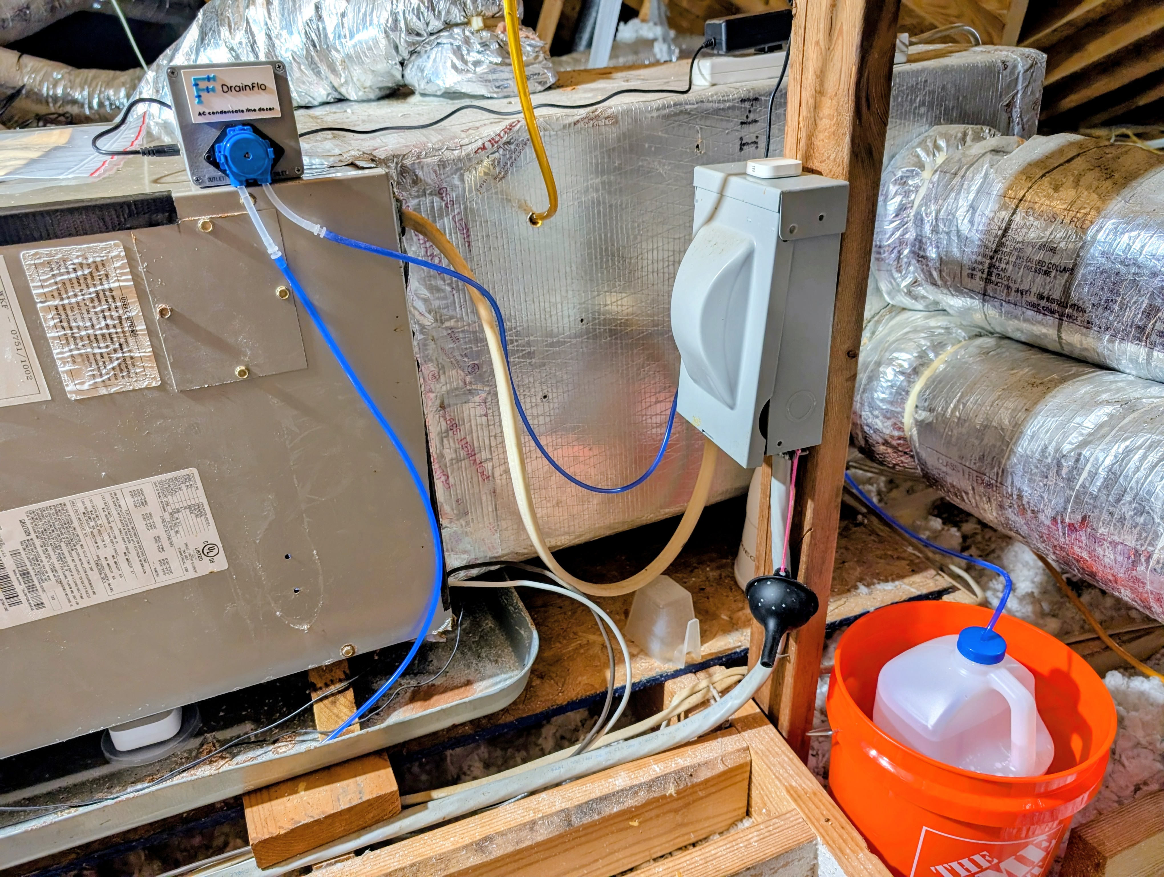 The finished DrainFlo install at the attic air handler