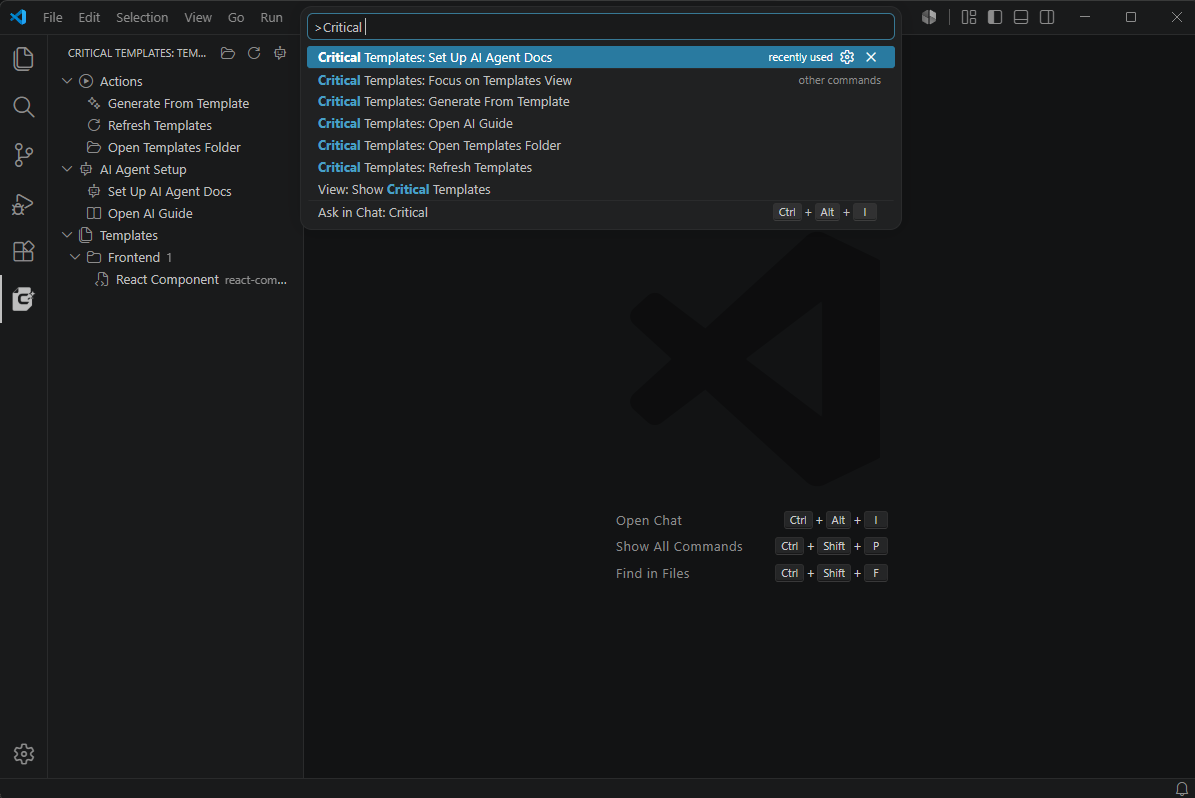 Critical Templates command center