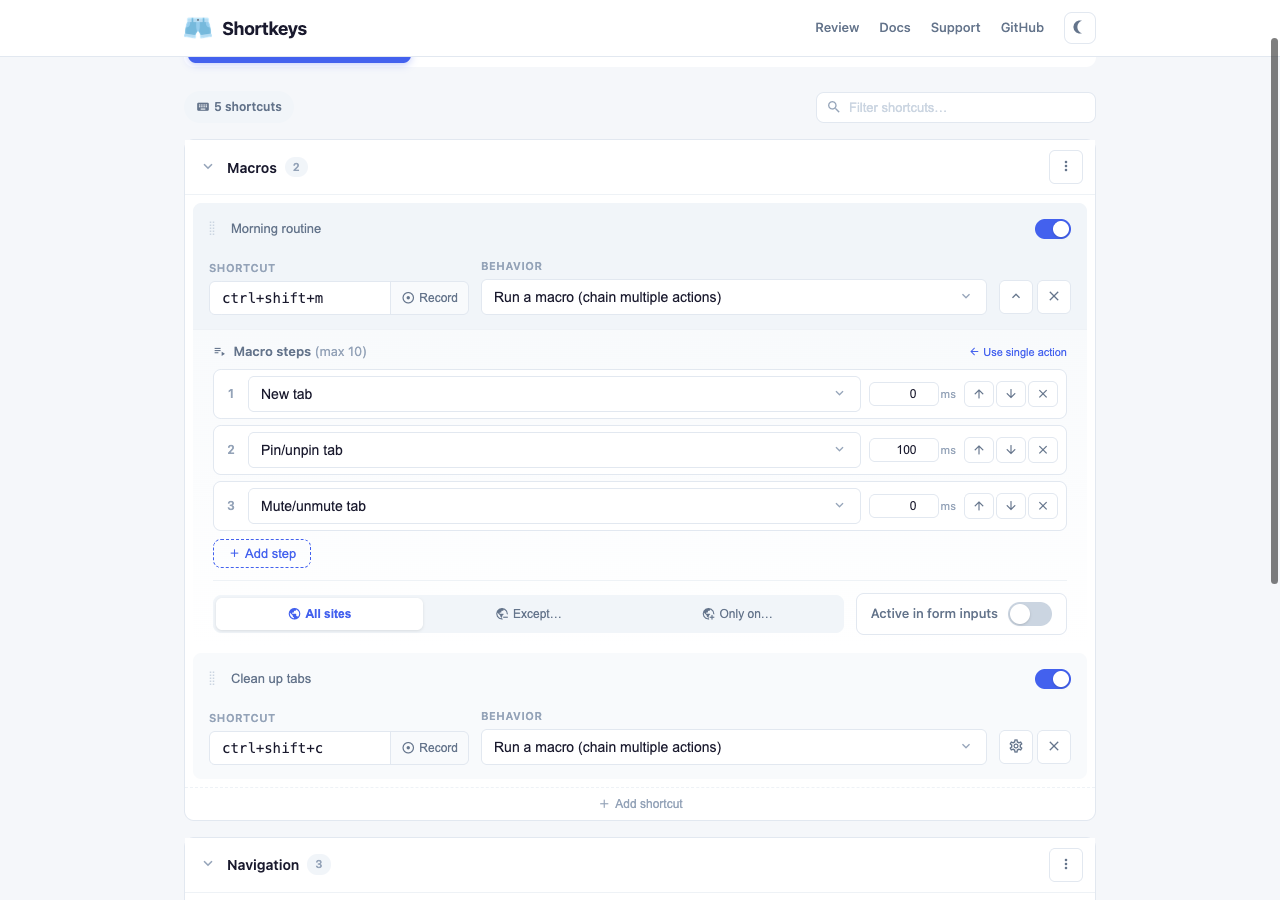 Macro chaining