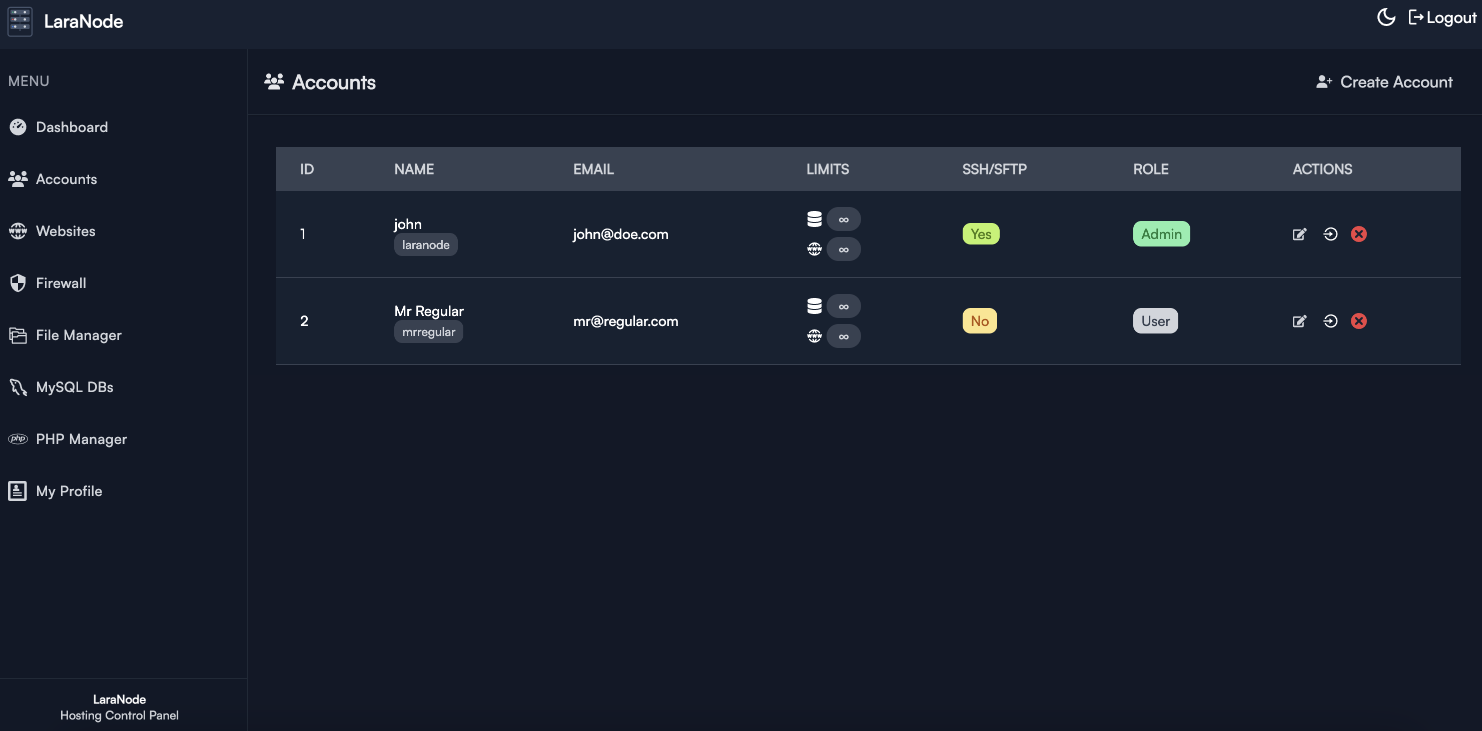 Accounts (Dark)