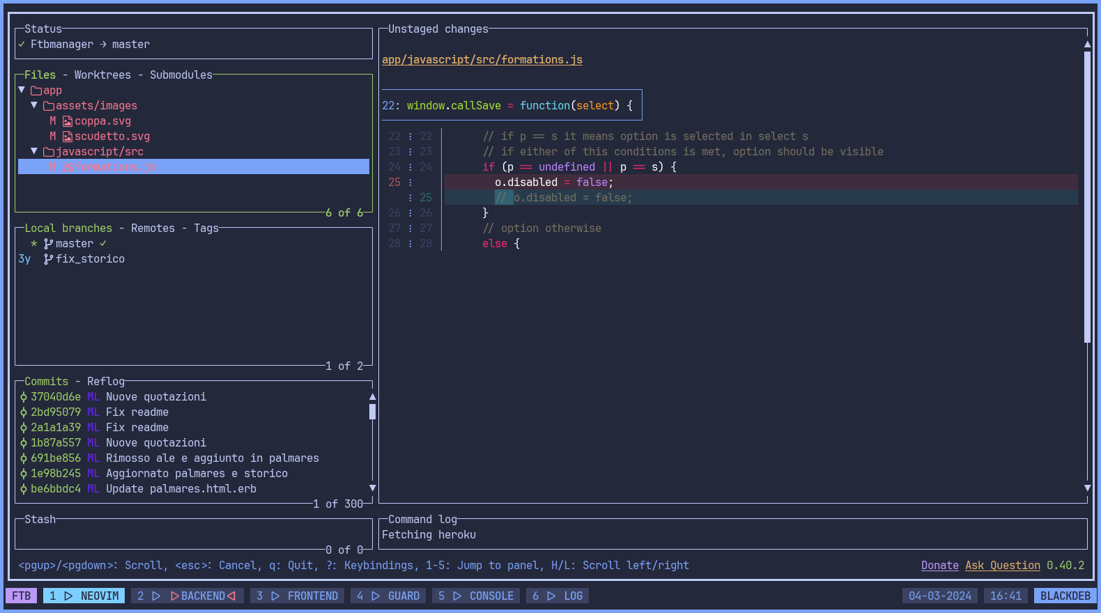 nv-ide + lazygit 