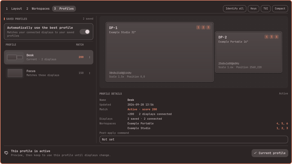 Expanded saved profile browser